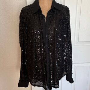Torrid Black Shimmer Button Down Shirt / Top when you want to sparkle!